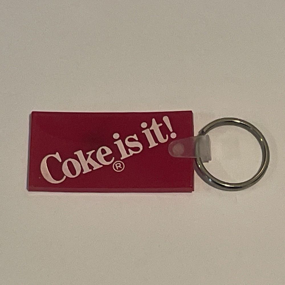 Coca Cola Keychain "Coke Is It" Plastic Keychain 1980s‎